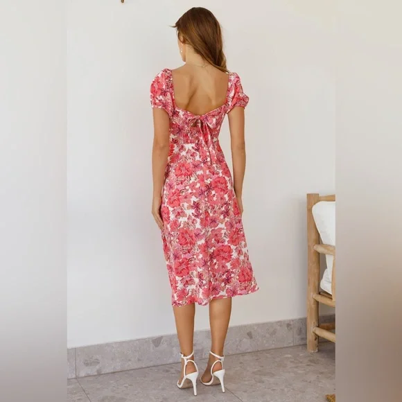 HELLO MOLLY Samba Tonight Midi Dress Pink Floral Size Small 4 US - Picture 9 of 11